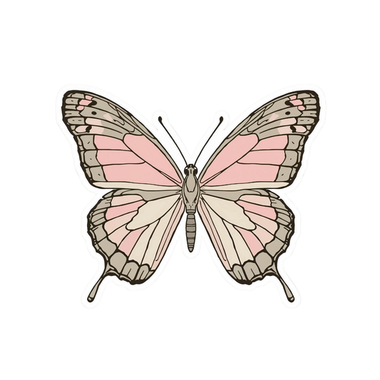 Soft Pink Butterfly White Vinyl Sticker