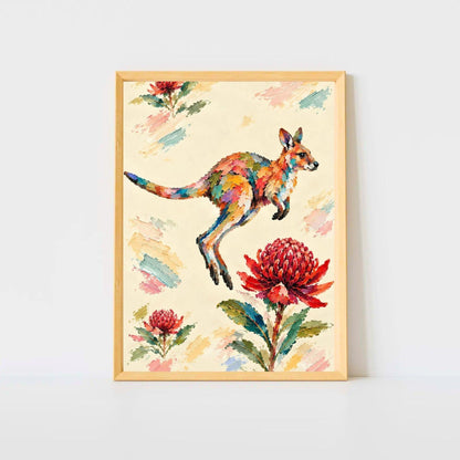 Wallaby Painted Australian Animal Fine Art Poster