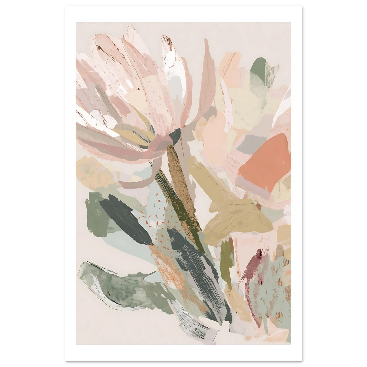 Abstract Floral Canvas Wall Art Print | Modern Minimalist Botanical Painting 30x45 cm 12x18″