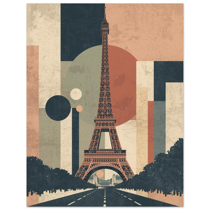 Eiffel Tower Geometric Abstract Fine Art Poster - Mid-Century Modern Parisian Vibe 27x35 cm 11x14″