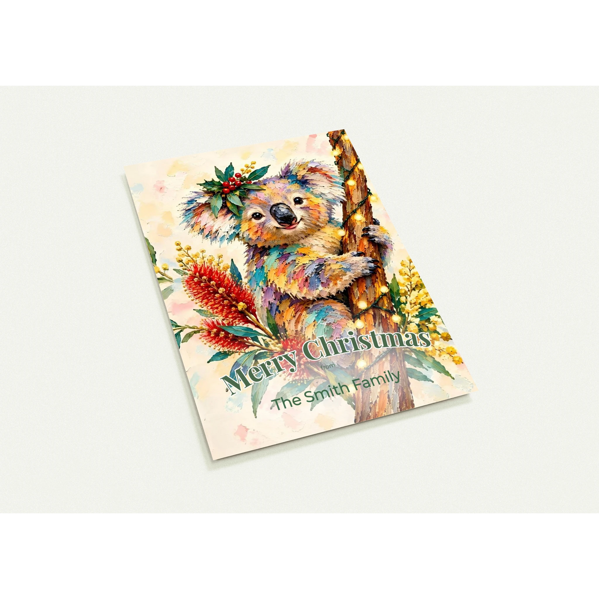 Personalised Christmas Postcards Pack of 10 with Envelopes, Custom Name Koala Christmas Postcard, Australian Animals (US and CA) Default Title