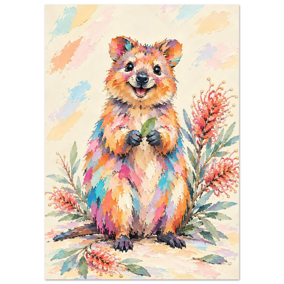 Quokka Painted Australian Animal Fine Art Poster 21x29.7 cm 8x12"