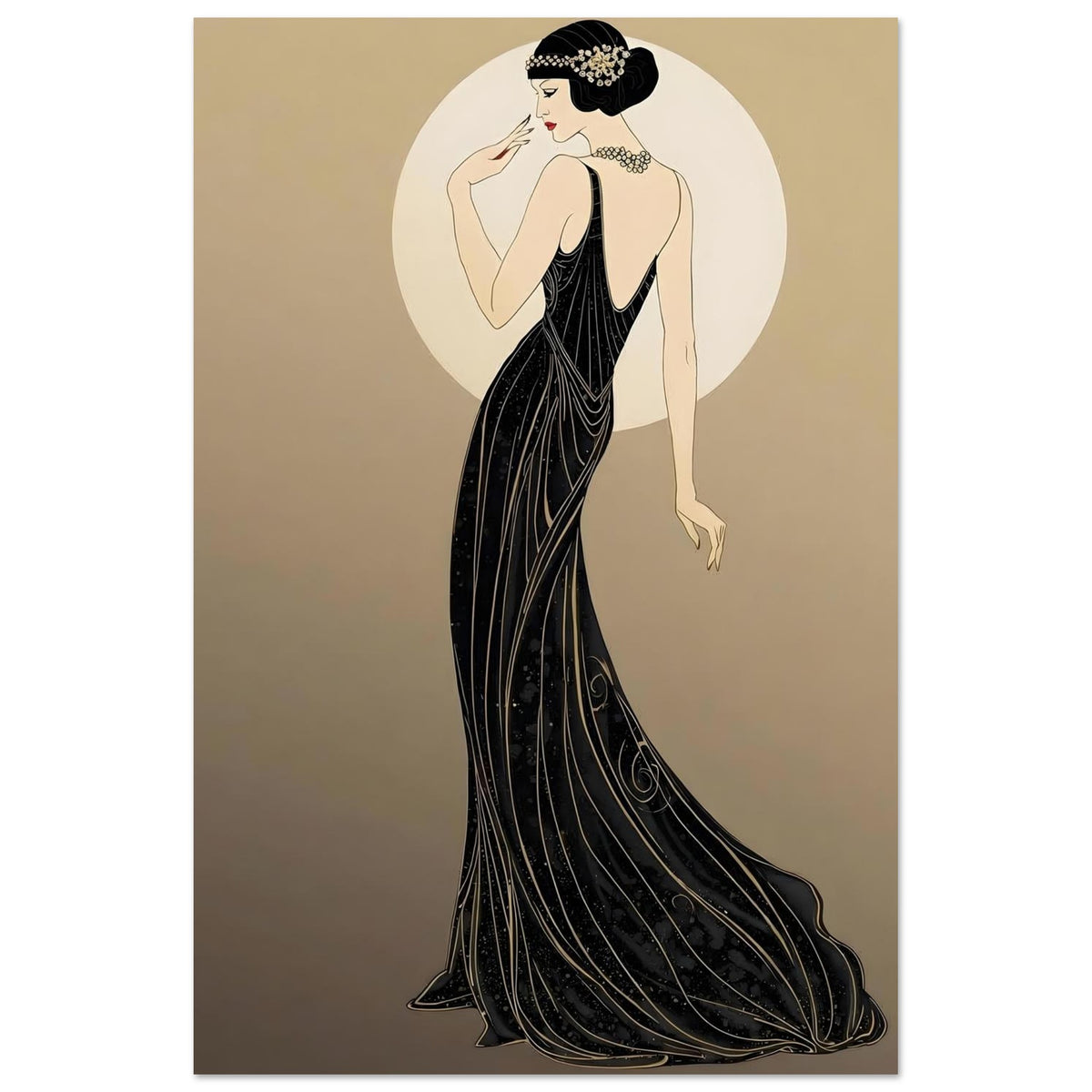 Roaring Twenties Art Deco Diva Fine Art Poster - Glamorous Flapper Style in Various Sizes 30x45 cm 12x18″