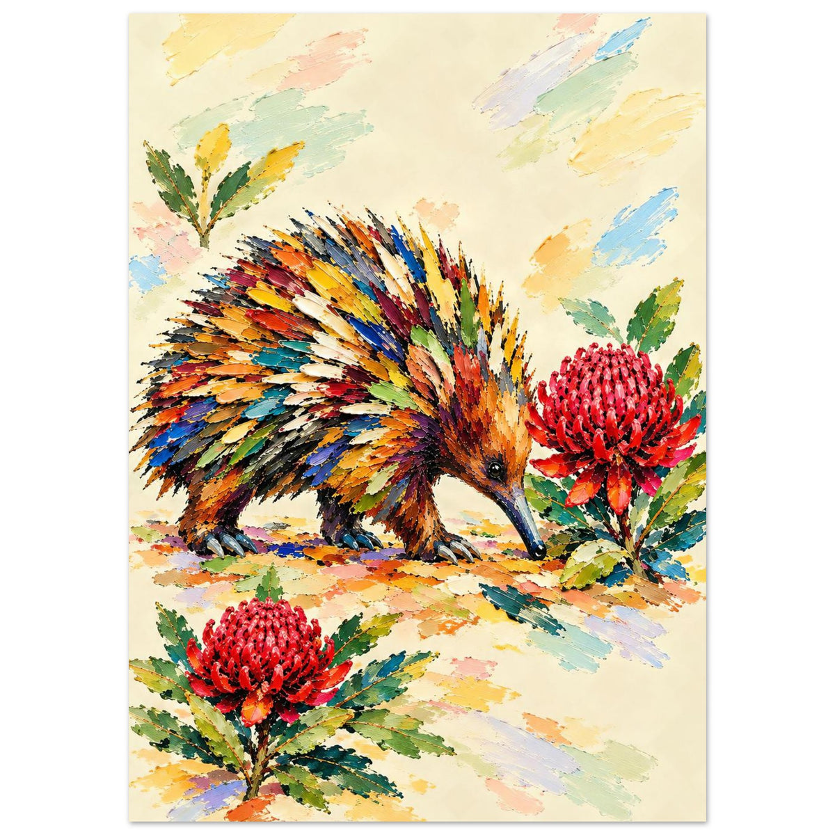 Echidna Painted Australian Animal Fine Art Poster 50x70 cm 20x28″