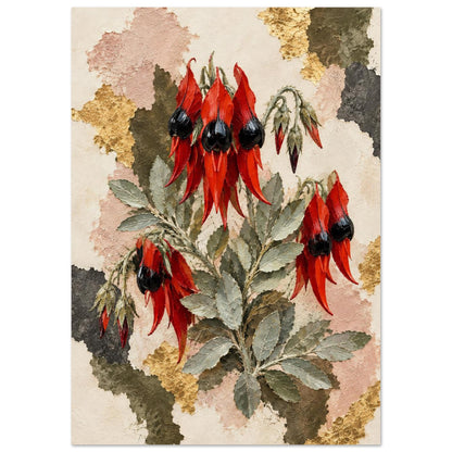 Sturt's Desert Pea Australian Native Flower Fine Art Poster 21x29.7 cm 8x12"