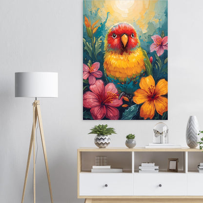 Tropical Parrot Paradise Fine Art Poster - Vivid Abstract Bird & Floral Wall Decor
