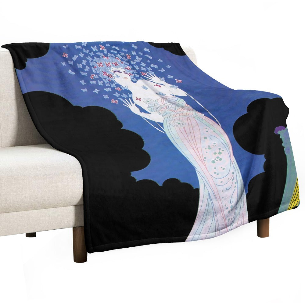 Vintage Glamour Lady Flannel Blanket – “Ms Vogue” Art Print Ultra-Soft Flannel Throw Blanket