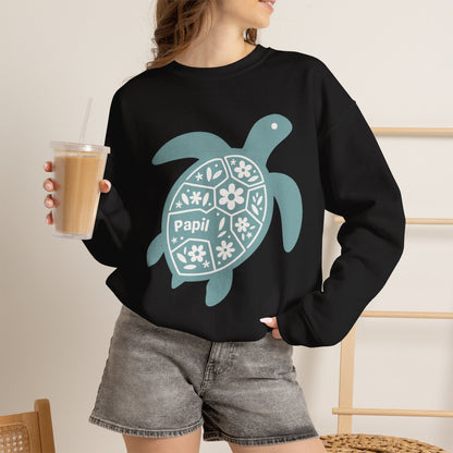 Turtle Graphic Sweatshirt — Floral Sea Turtle Crewneck