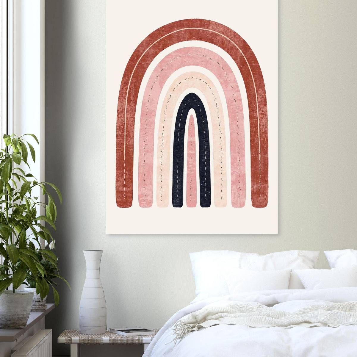 Boho Rainbow Serenity Fine Art Poster - Modern Earthy Nursery Decor & Art Print
