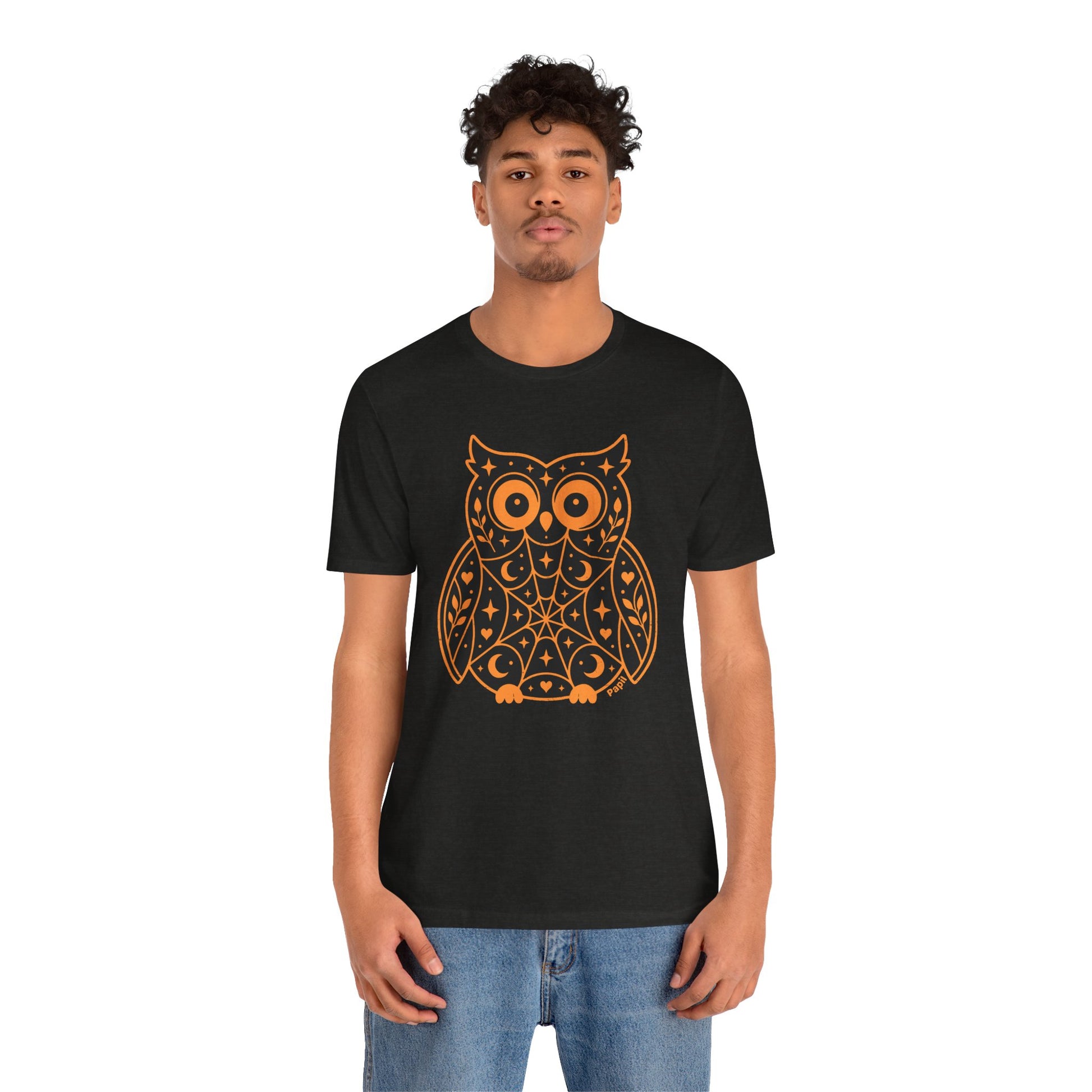 Enchanted Owl Halloween Graphic Tee | Vintage Woodland Owl T-Shirt - Black