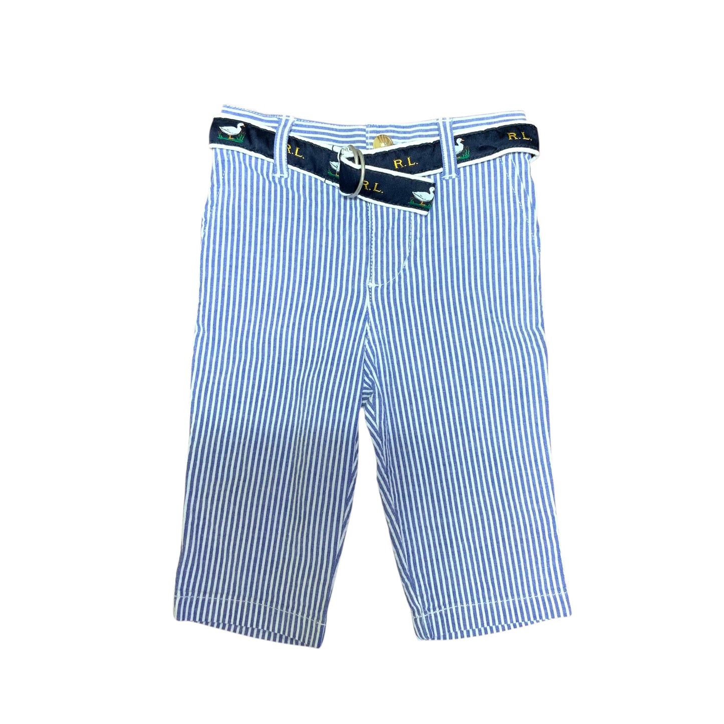 Ralph Lauren | Baby Boys 2-Piece Outfit | White Shirt | Blue Stripe Pants | 6 Months | Pre-Owned