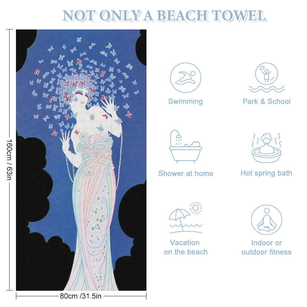 Vintage Glamour Beach Towel – “Ms Vogue” Art Deco Style – 160×80 cm