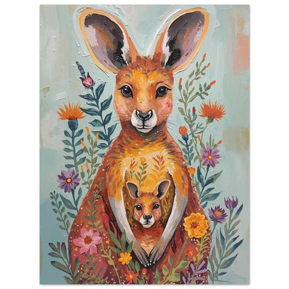 Abstract Impressionist Kangaroo & Joey Fine Art Poster – Vibrant Nature-Inspired Wall Decor 75x100 cm 30x40″