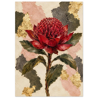 Waratah Australian Native Flower Fine Art Poster 50x70 cm 20x28″