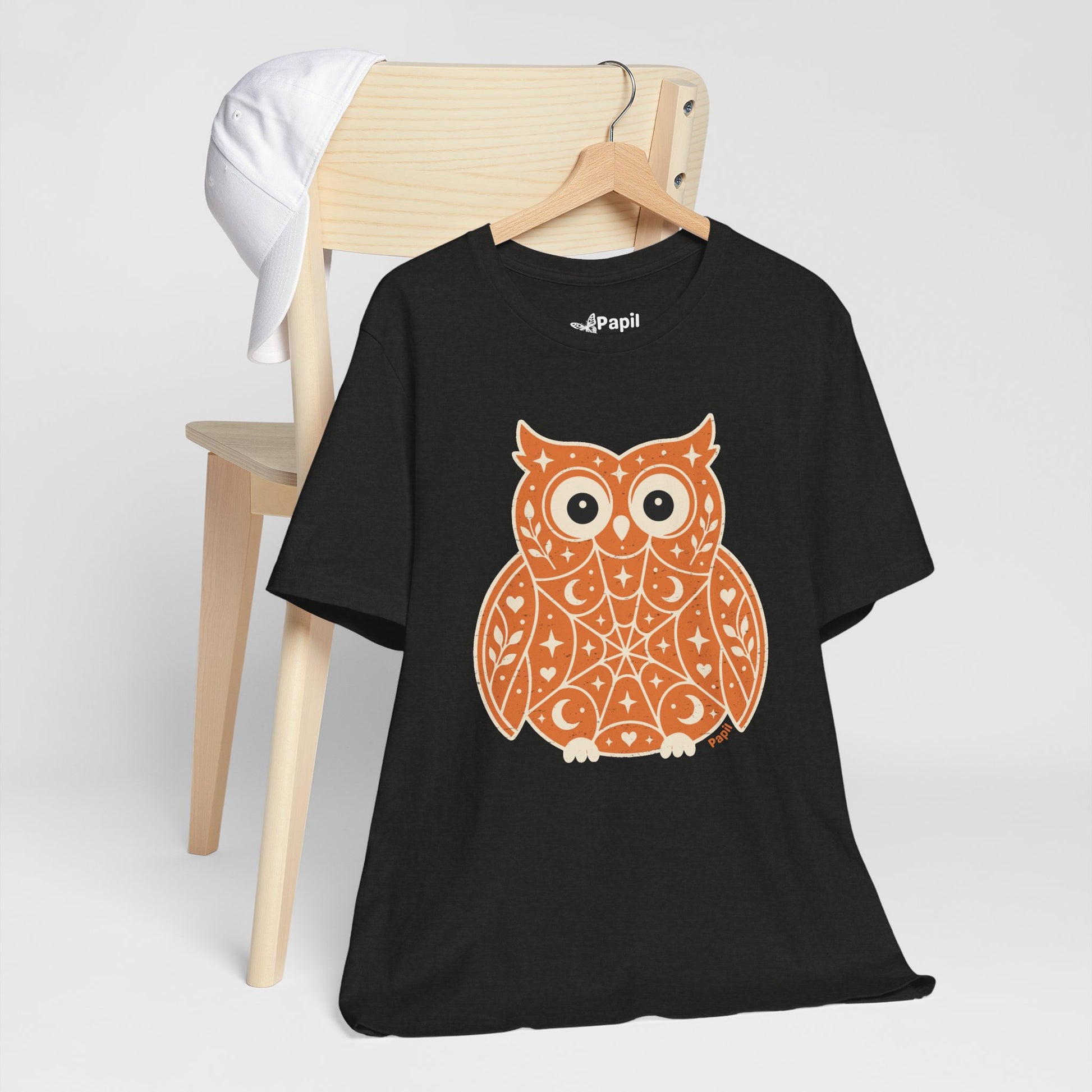 Enchanted Owl Halloween Graphic Tee | Vintage Woodland Owl T-Shirt - Orange