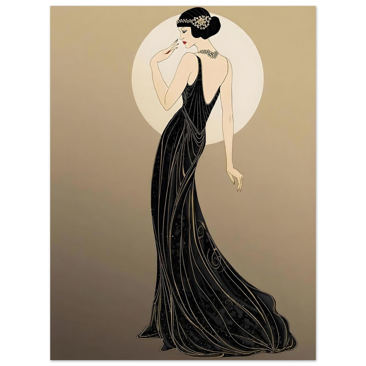 Roaring Twenties Art Deco Diva Fine Art Poster - Glamorous Flapper Style in Various Sizes 45x60 cm 18x24″