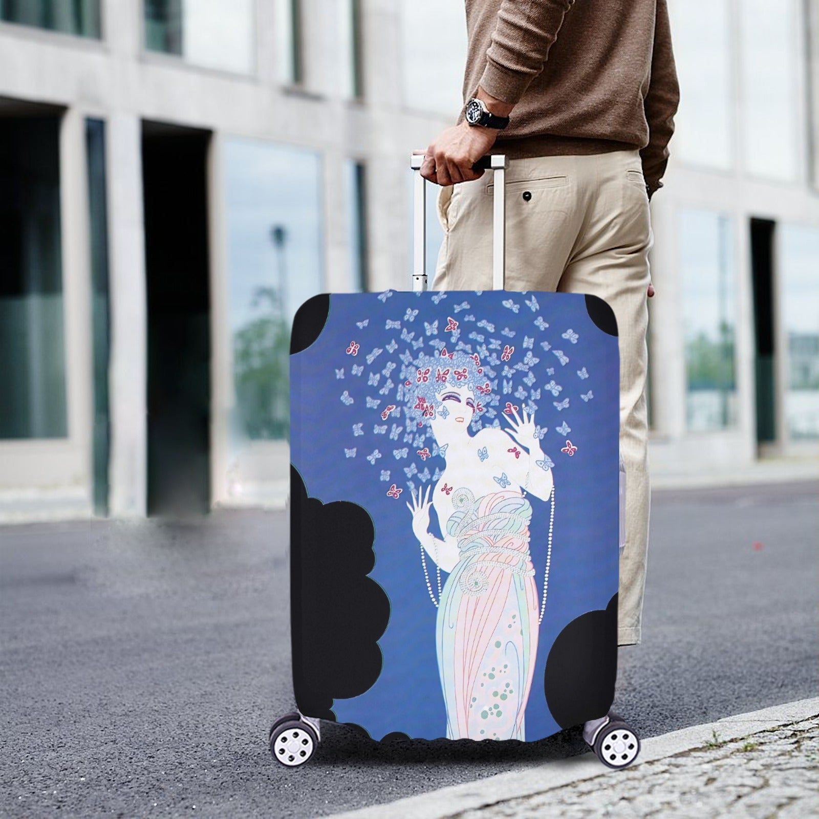 Vintage Glamour Lady Luggage Cover – “Ms Vogue” Art Deco Travel Protector