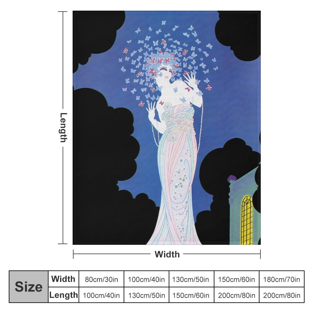 Vintage Glamour Lady Flannel Blanket – “Ms Vogue” Art Print Ultra-Soft Flannel Throw Blanket