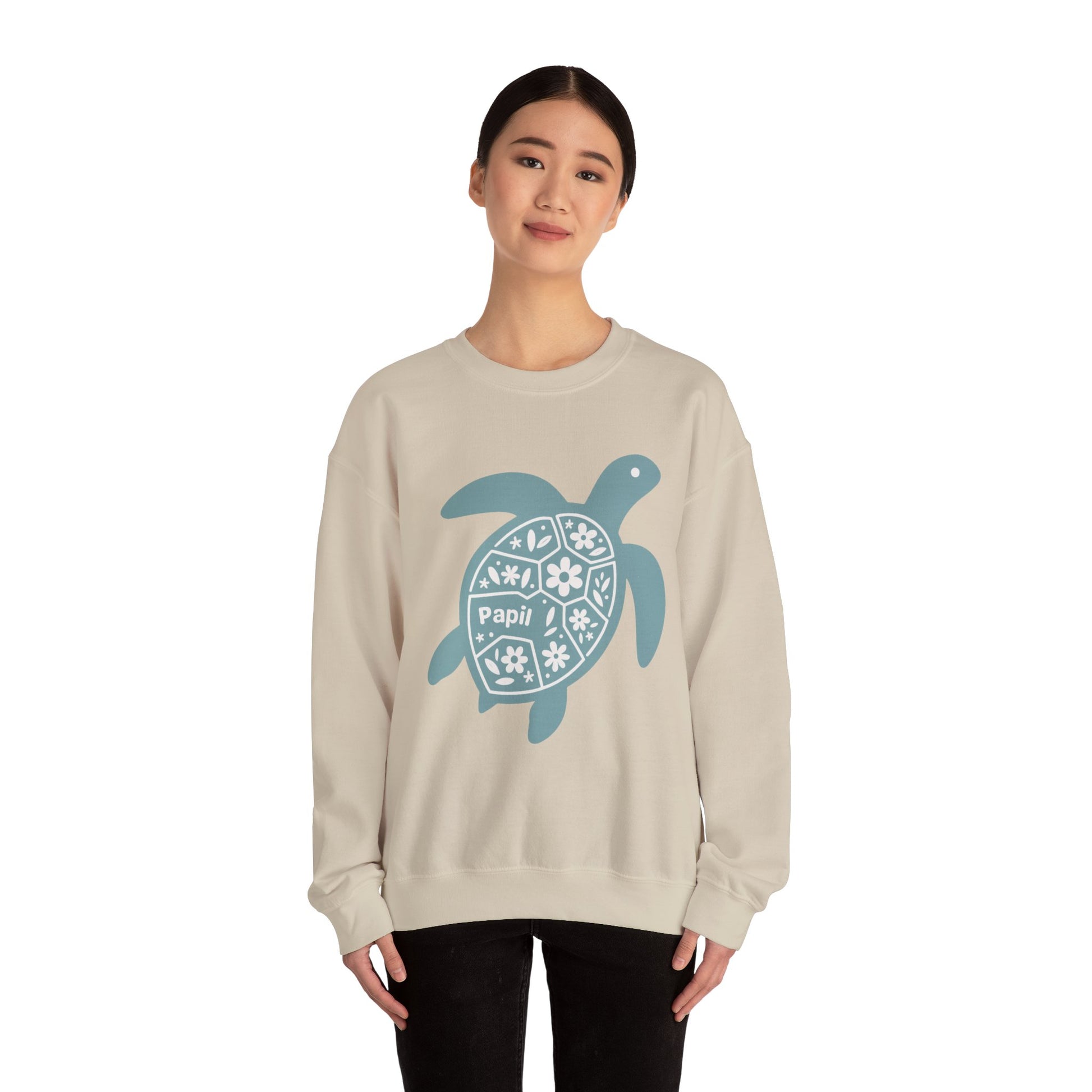 Turtle Graphic Sweatshirt — Floral Sea Turtle Crewneck