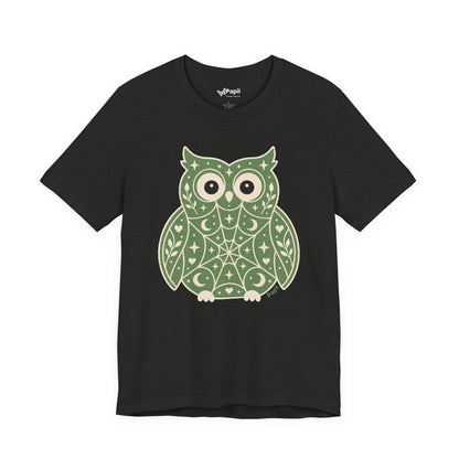Enchanted Owl Halloween Graphic Tee | Vintage Woodland Owl T-Shirt - Green 2XL