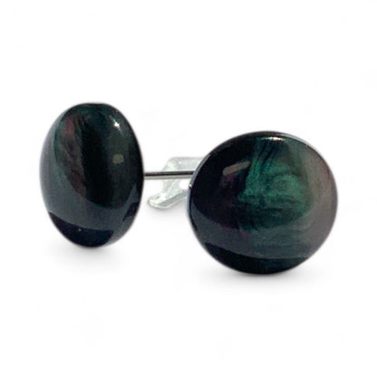 Iridescent Studs, Handmade Alloy Shimmer Earrings