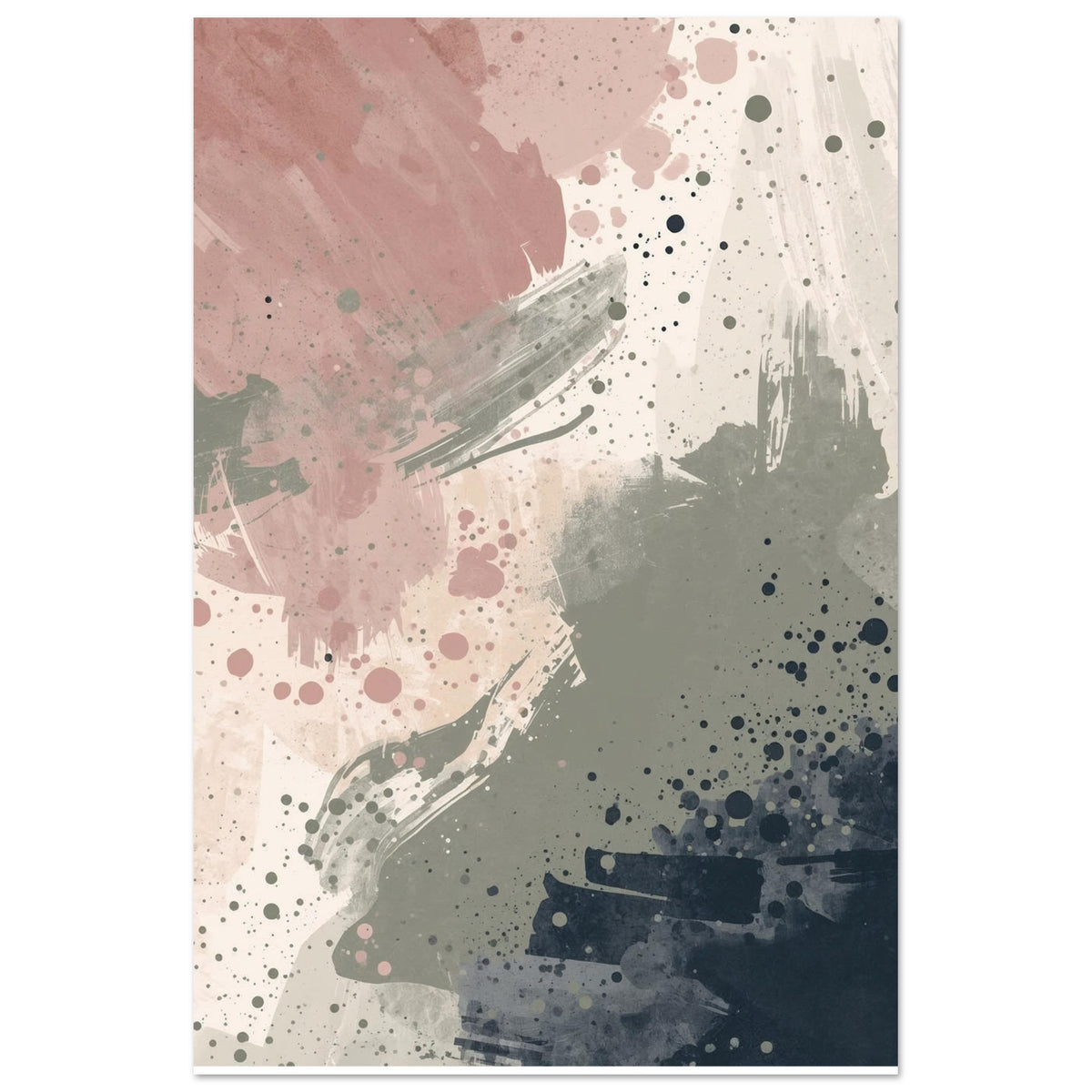Abstract Serenity Splash Fine Art Poster - Modern Blush & Grey Wall Art for Contemporary Spaces 60x90 cm 24x36″