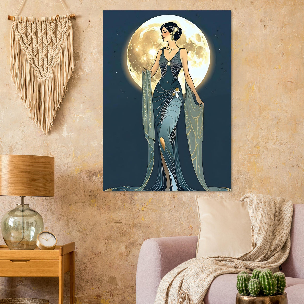 Art Deco Diva Moonlit Fine Art Poster - A Touch of Roaring Twenties Glamour for Your Walls