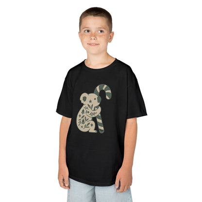 Floral Koala with Candy Cane Christmas Tee | Kids T-Shirt