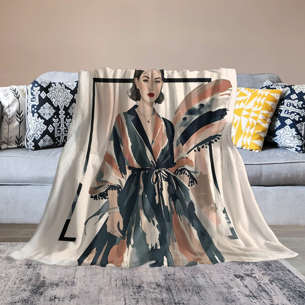 Modern Muse – Ultra-Soft Flannel Throw Blanket | Vintage-Style Fashion Art
