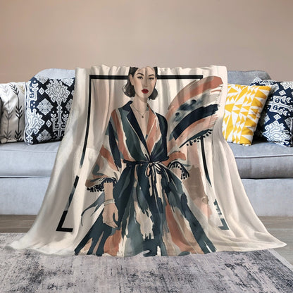 Modern Muse – Ultra-Soft Flannel Throw Blanket | Vintage-Style Fashion Art
