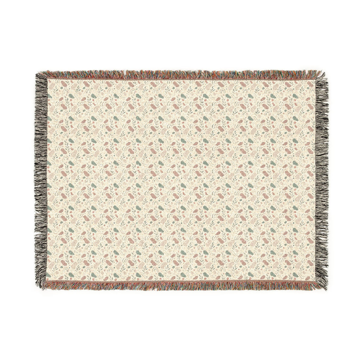Blush Pink & Sage Green Abstract Woven Blanket