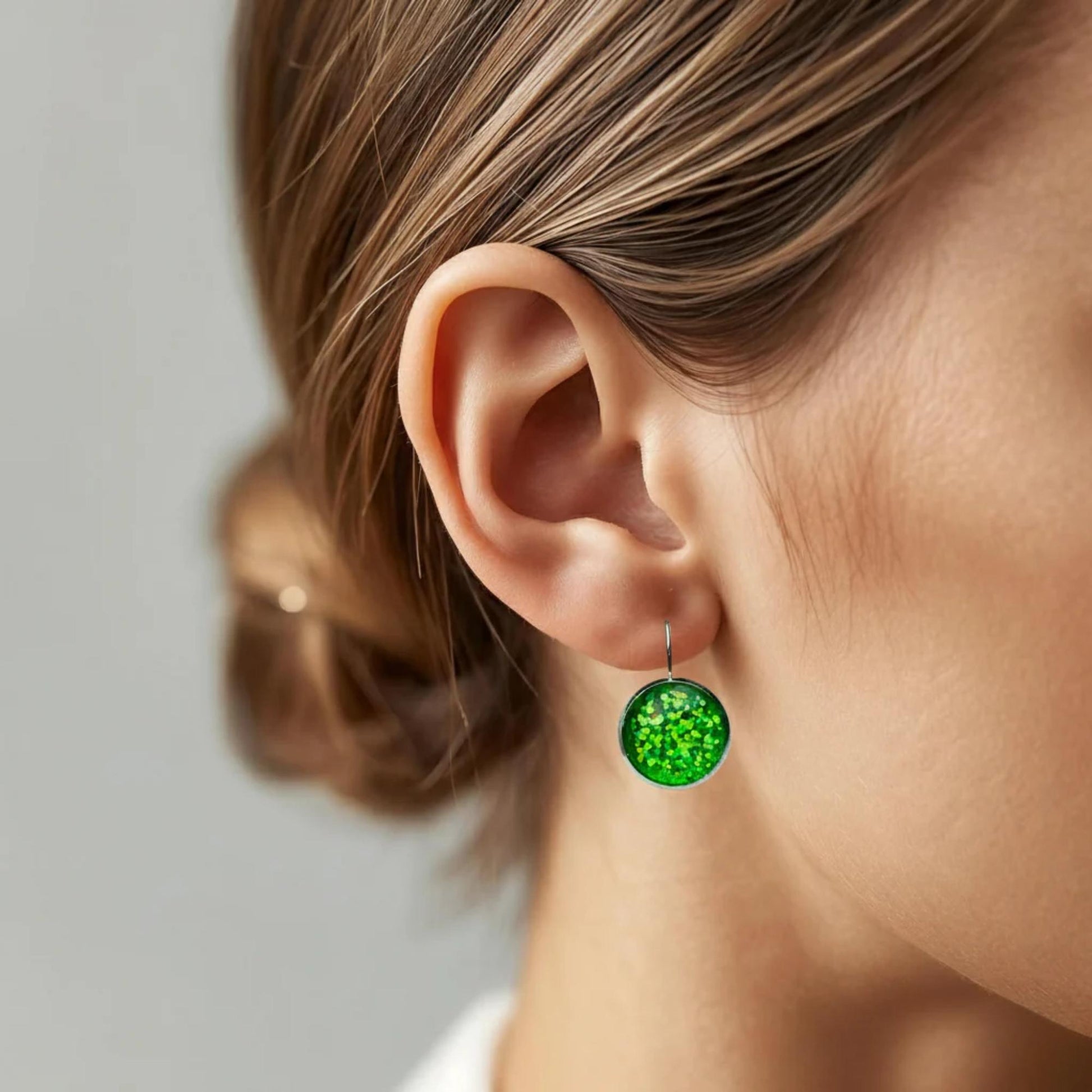 Glitter Resin Drop Earrings Silver Plated | Handmade Statement Jewellery