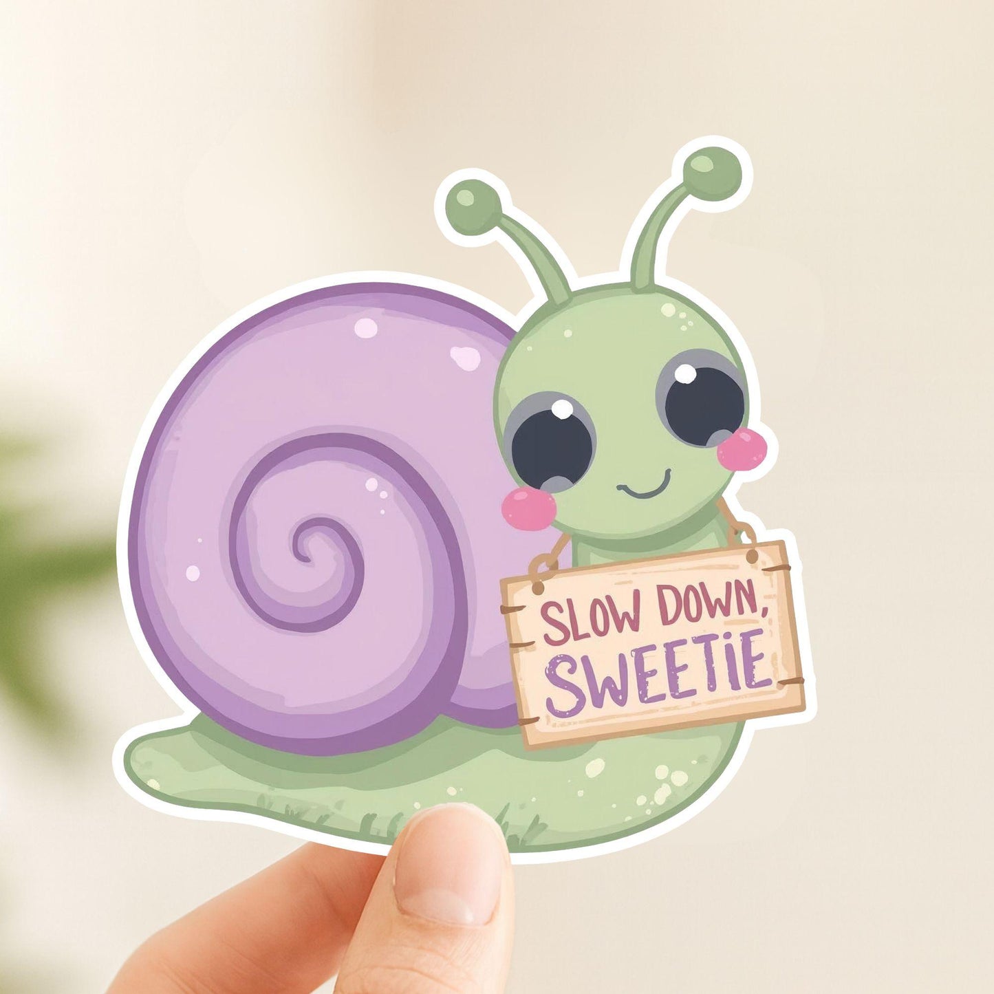 Slow Down Sweetie Snail | Motivational | White Vinyl | Die-Cut Sticker