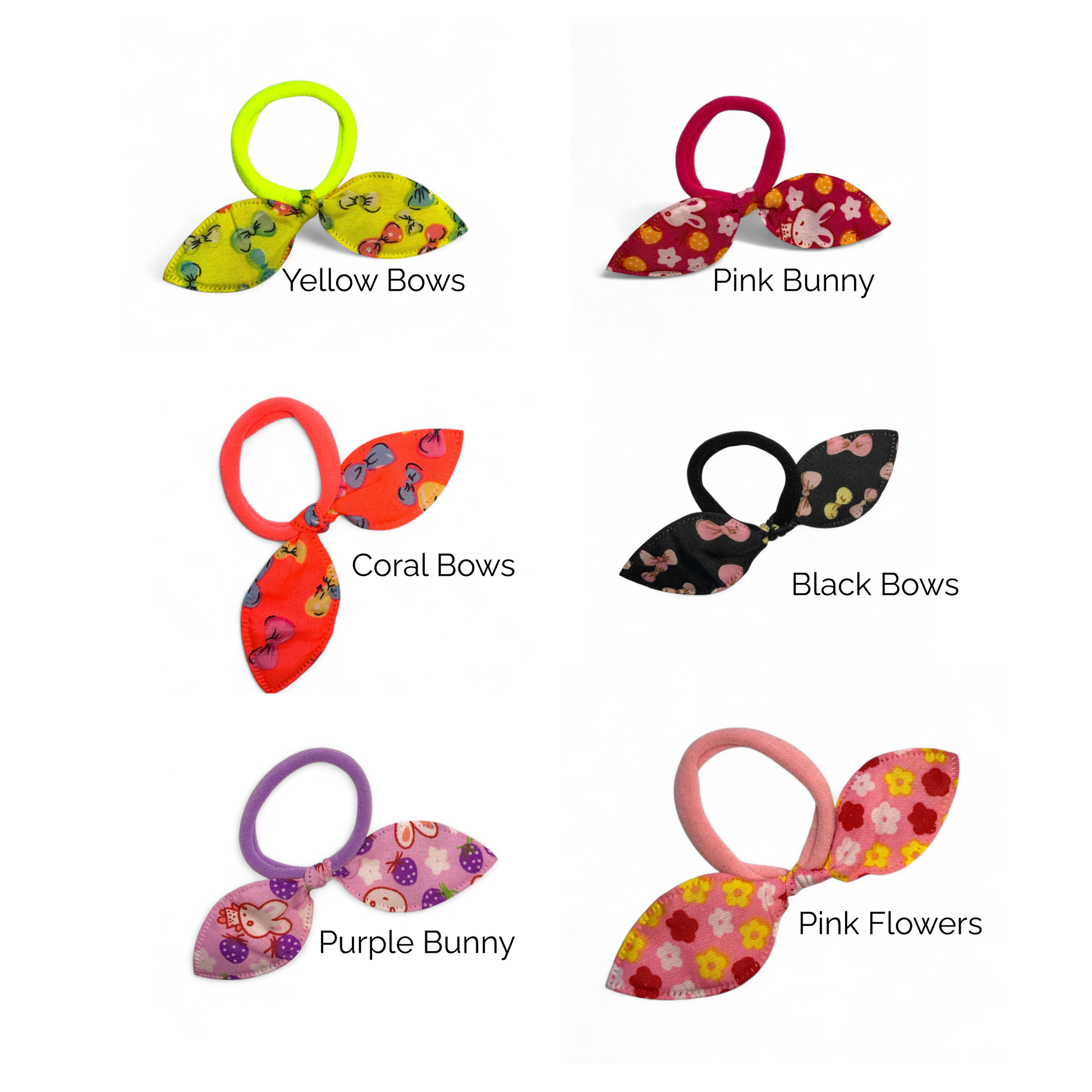 Fabric Bow Hair Ties – 2 Pack Printed Bows on Soft Elastic Bands