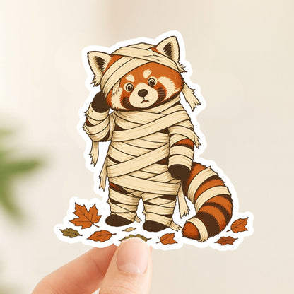 Mummy Panda Wrapped in Bandages Die-Cut Sticker