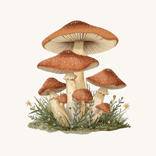 Woodland Mushroom Cluster | Cottagecore | White Satin Vinyl | Kiss-Cut Sticker