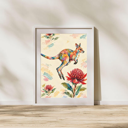 Wallaby Painted Australian Animal Fine Art Poster