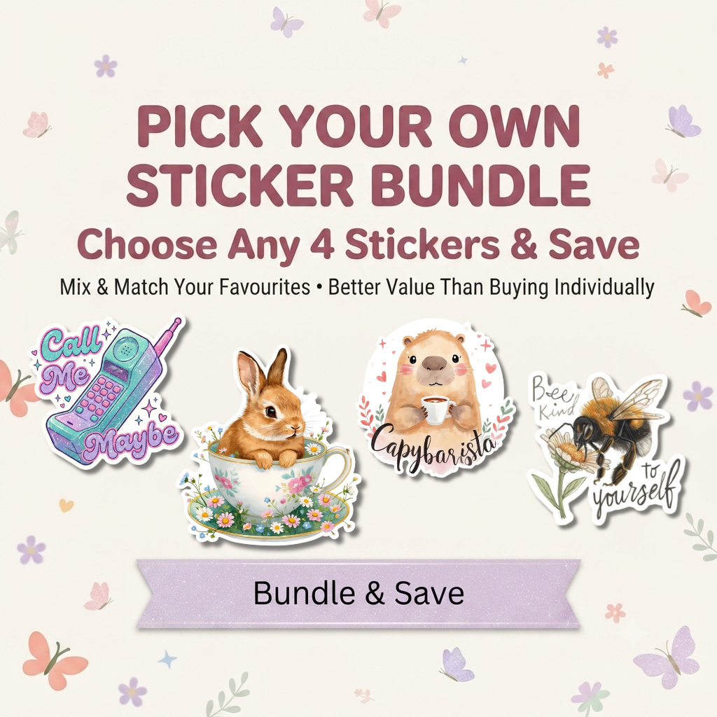 Pick Your 4 Stickers | Any Design | Custom Sticker Set