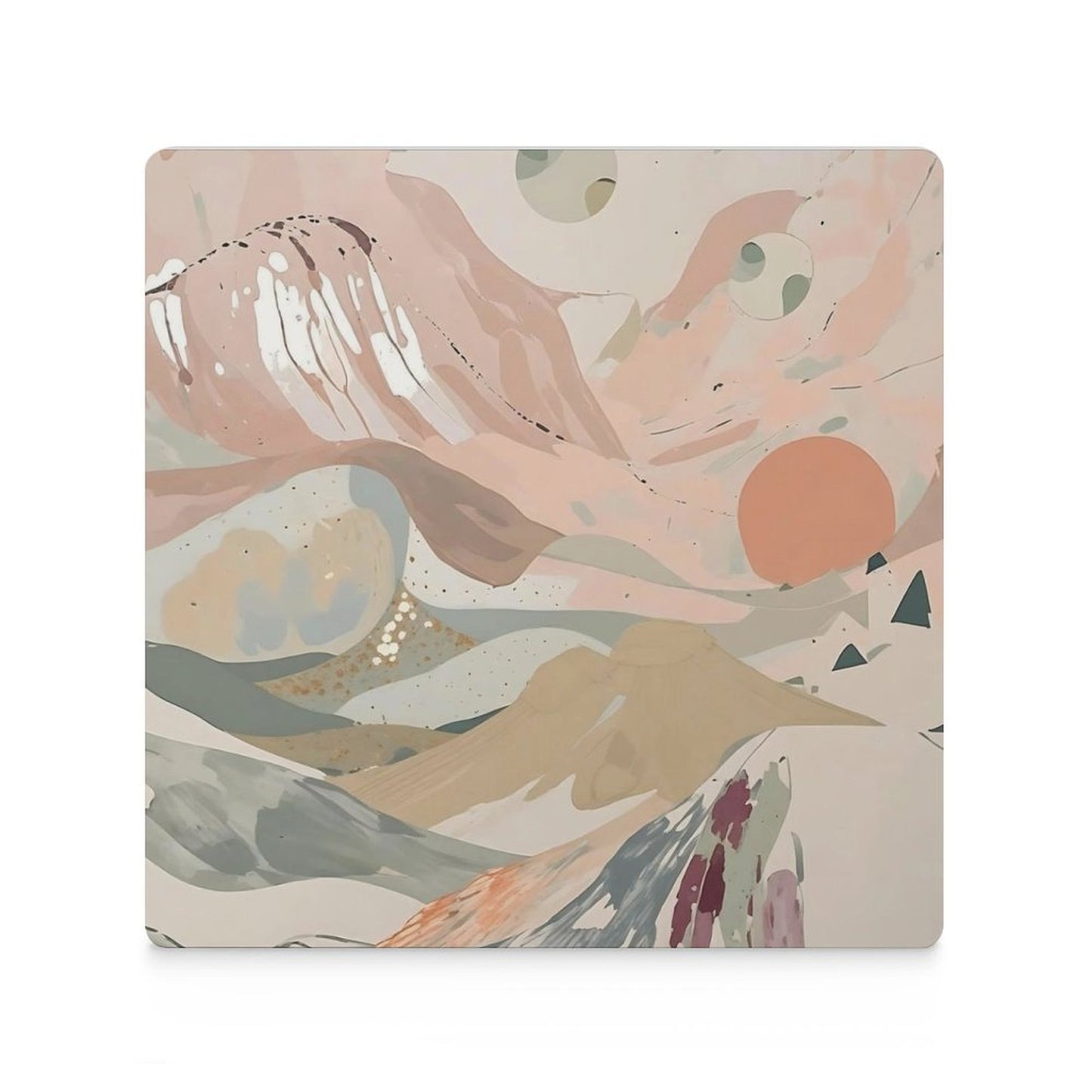 Celestial Dusk – Abstract Pastel Landscape Ceramic Coasters (Set of 4 or 6)
