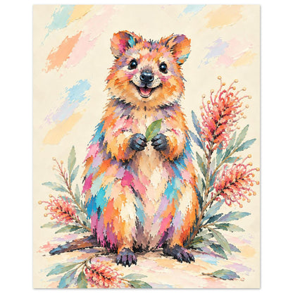 Quokka Painted Australian Animal Fine Art Poster 40x50 cm 16x20″