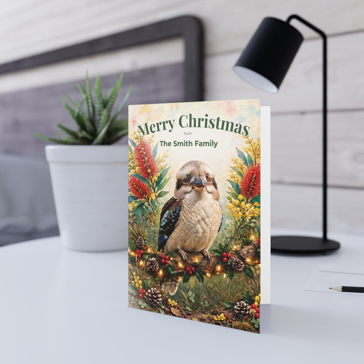 Personalised Kookaburra Christmas Folded Greeting Card | Australian Animals