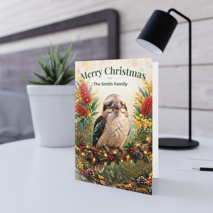Personalised Kookaburra Christmas Folded Greeting Card | Australian Animals