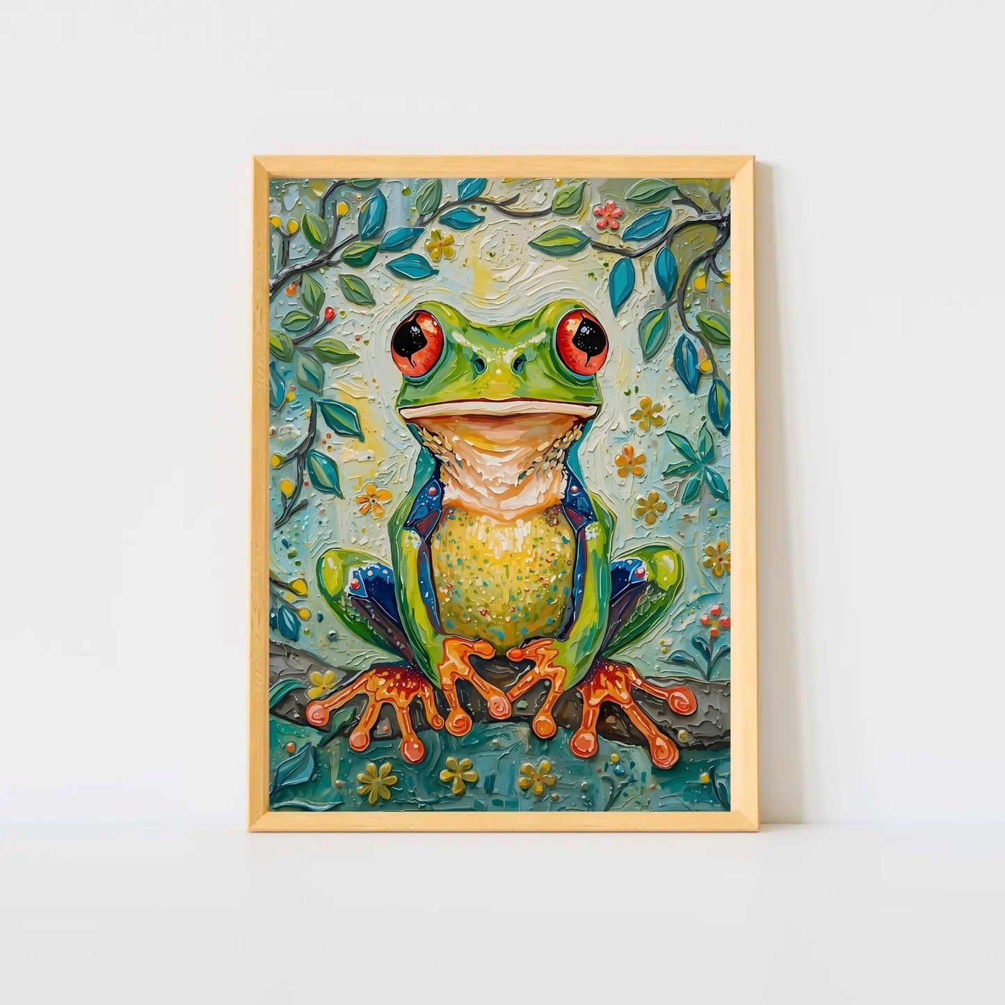 Vibrant Impressionist Frog Fine Art Poster - A Colorful Statement for Your Space