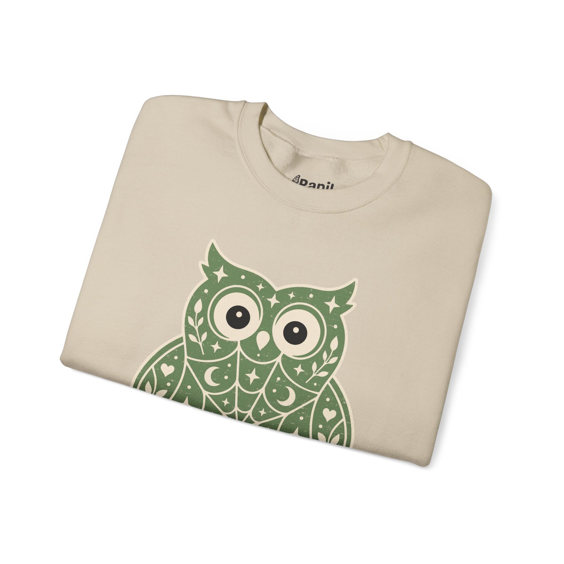 Decorative Folk Owl Crewneck Sweatshirt | Vintage Graphic Pullover