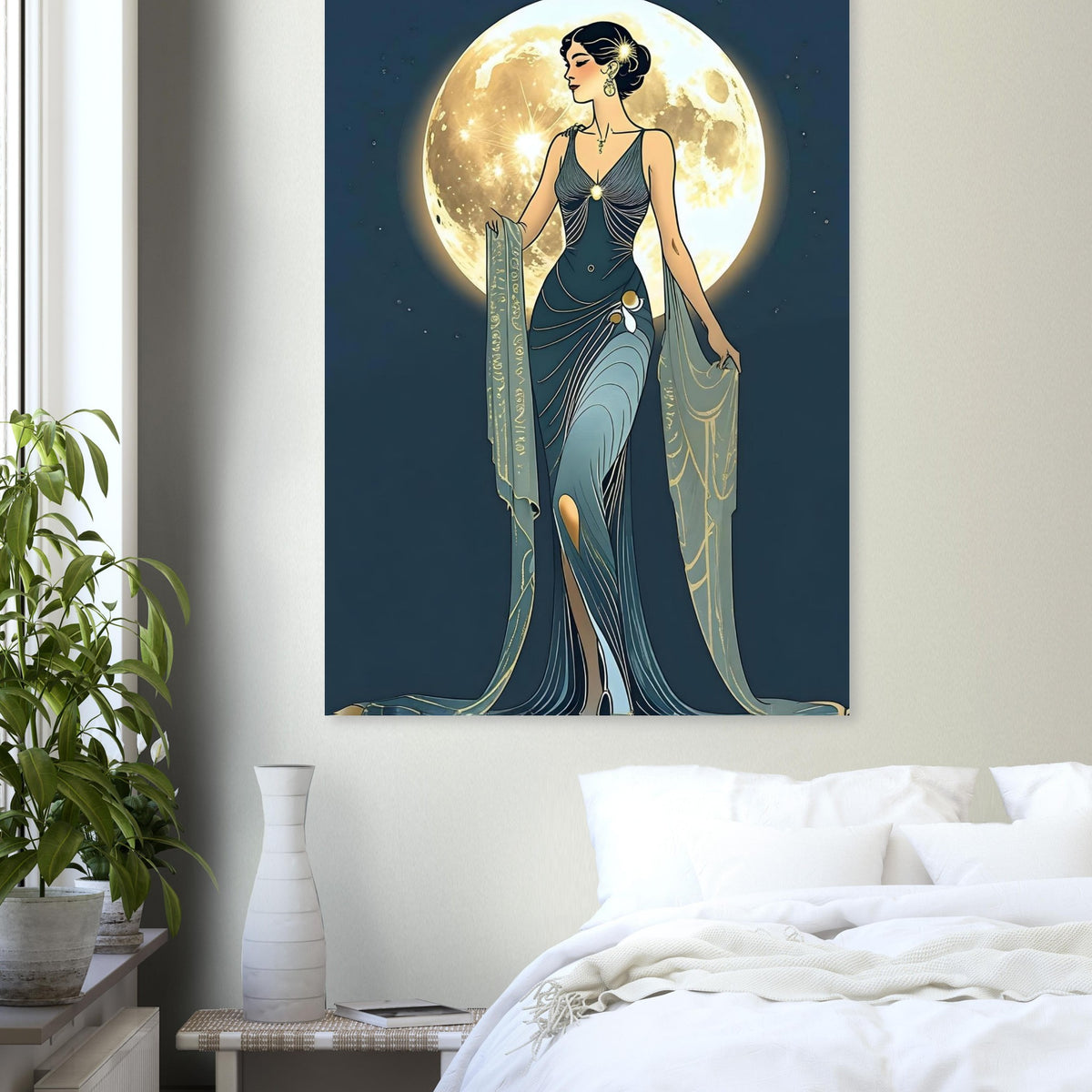 Art Deco Diva Moonlit Fine Art Poster - A Touch of Roaring Twenties Glamour for Your Walls