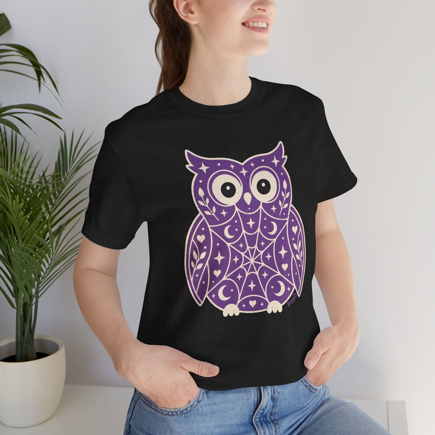 Enchanted Owl Halloween Graphic Tee | Vintage Woodland Owl T-Shirt - Purple