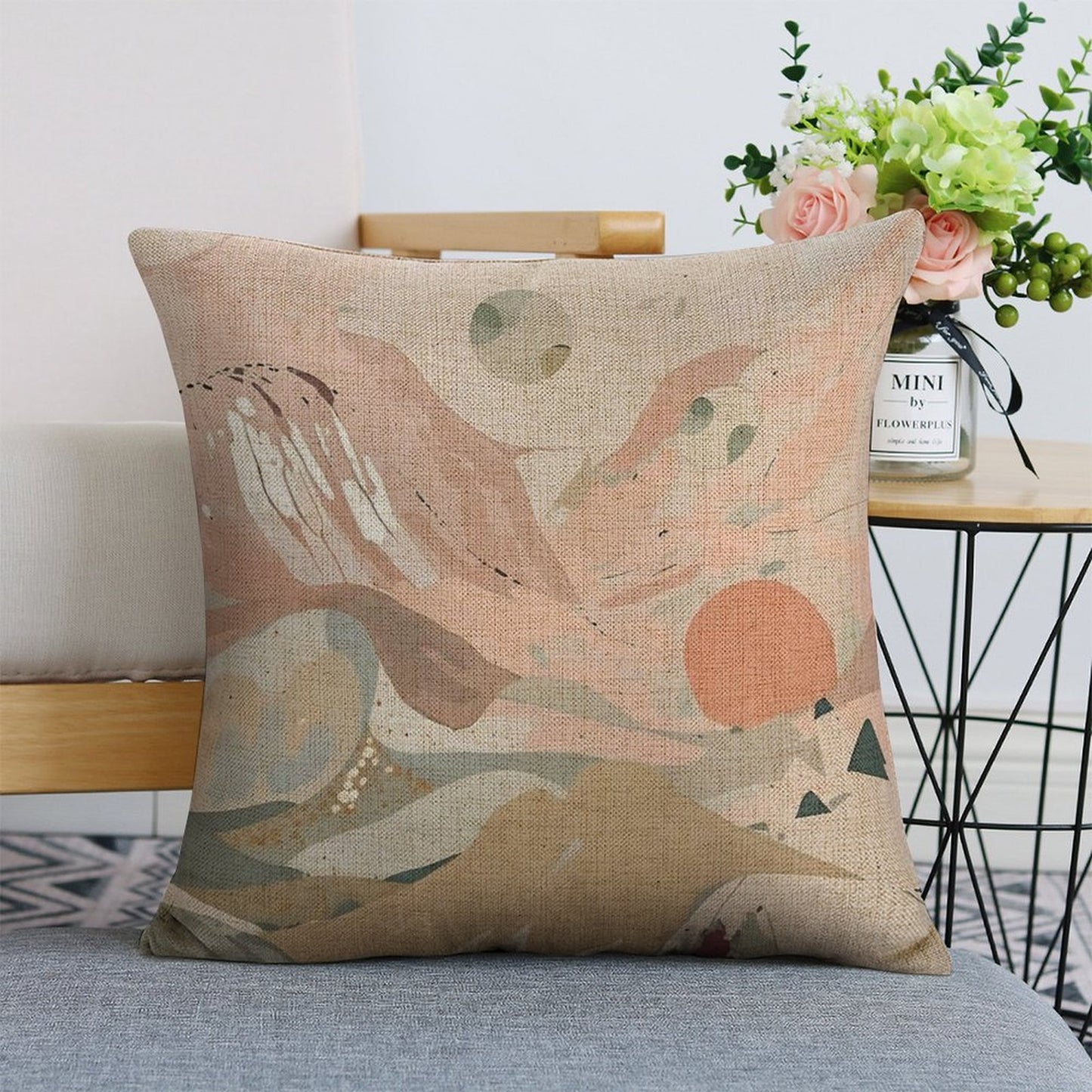 Celestial Dusk – Abstract Pastel Landscape Linen Cushion Covers | 45 x 45cm | Set of 2