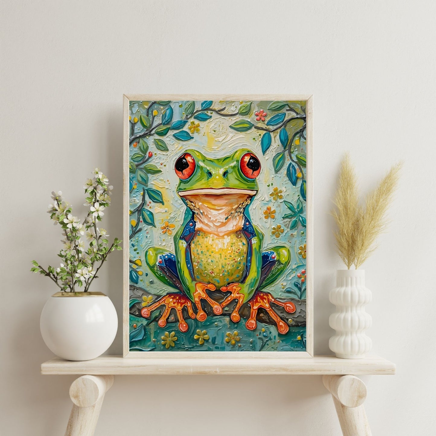 Vibrant Impressionist Frog Fine Art Poster - A Colorful Statement for Your Space
