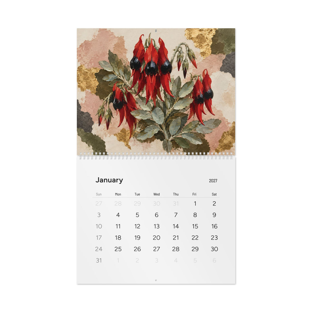 Australian Native Flowers 2027 Wall Calendar – Modern Fine Art Botanical 13.7" x 11" Matte