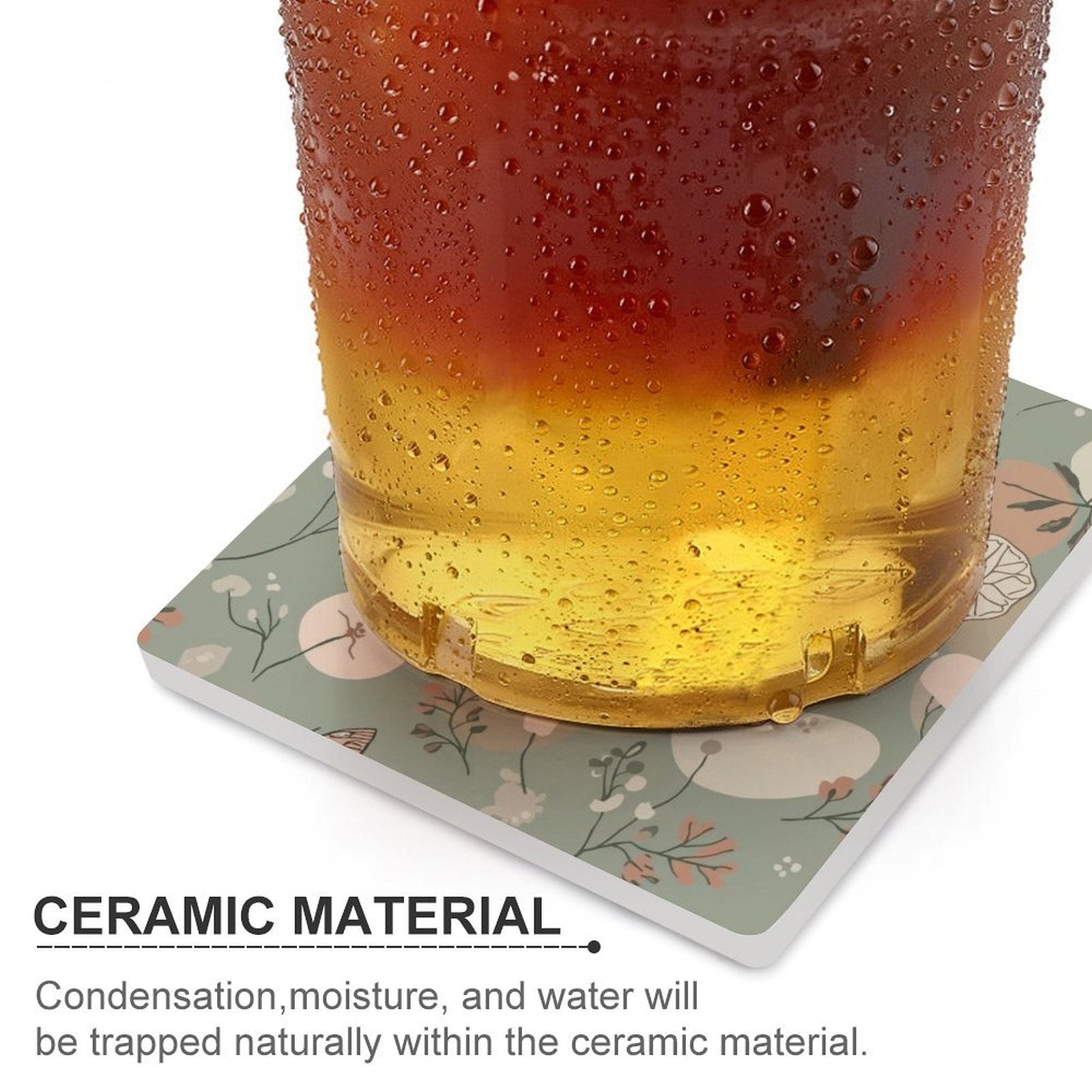 Botanical Flutter Butterfly & Floral Ceramic Coasters (Set of 4 or 6)